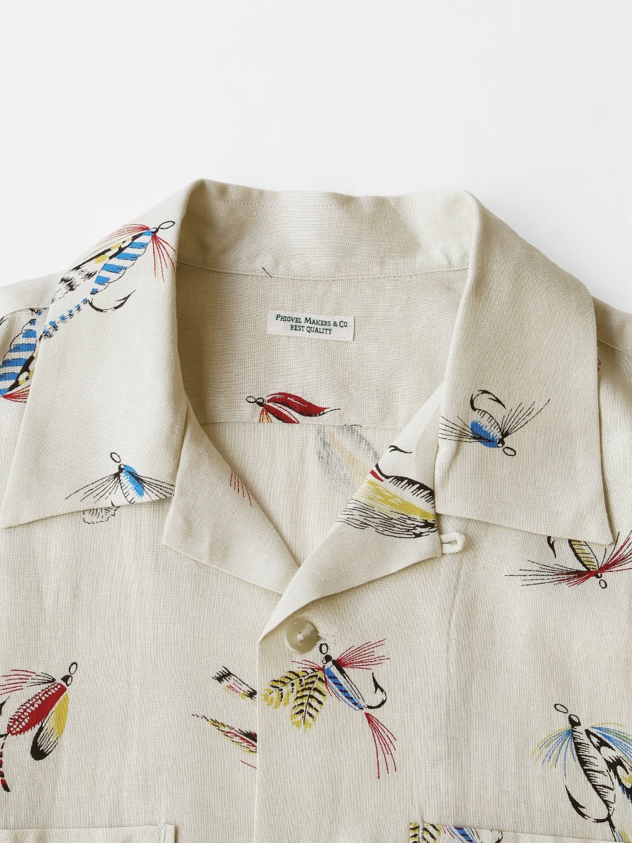 PHIGVEL - フィグベル / FLY PATTERN OPEN COLLAR SS SHIRT | NOTHING BUT