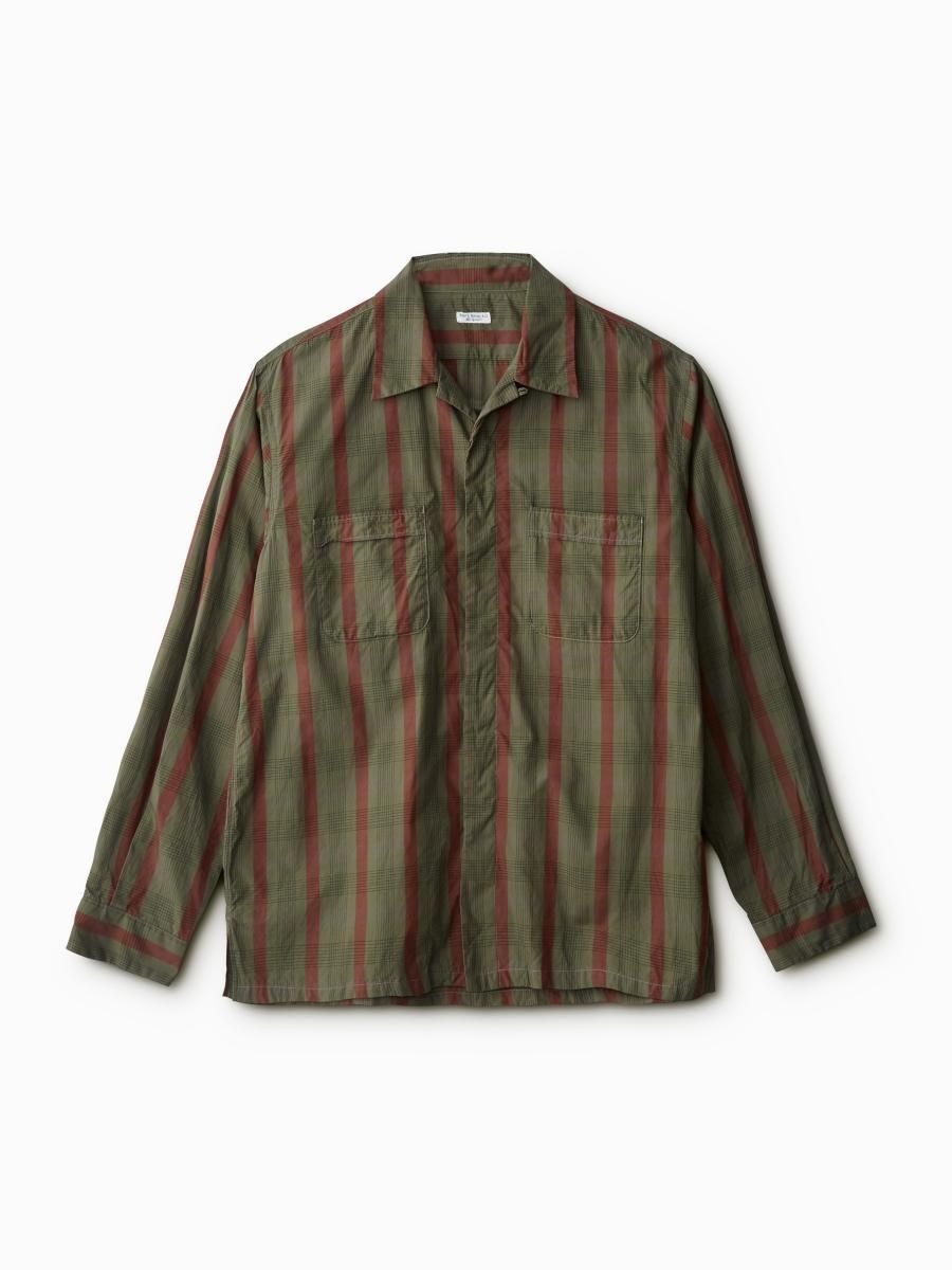 PHIGVEL - フィグベル / STRIPE CHECK OPEN COLLAR LS SHIRT | NOTHING BUT