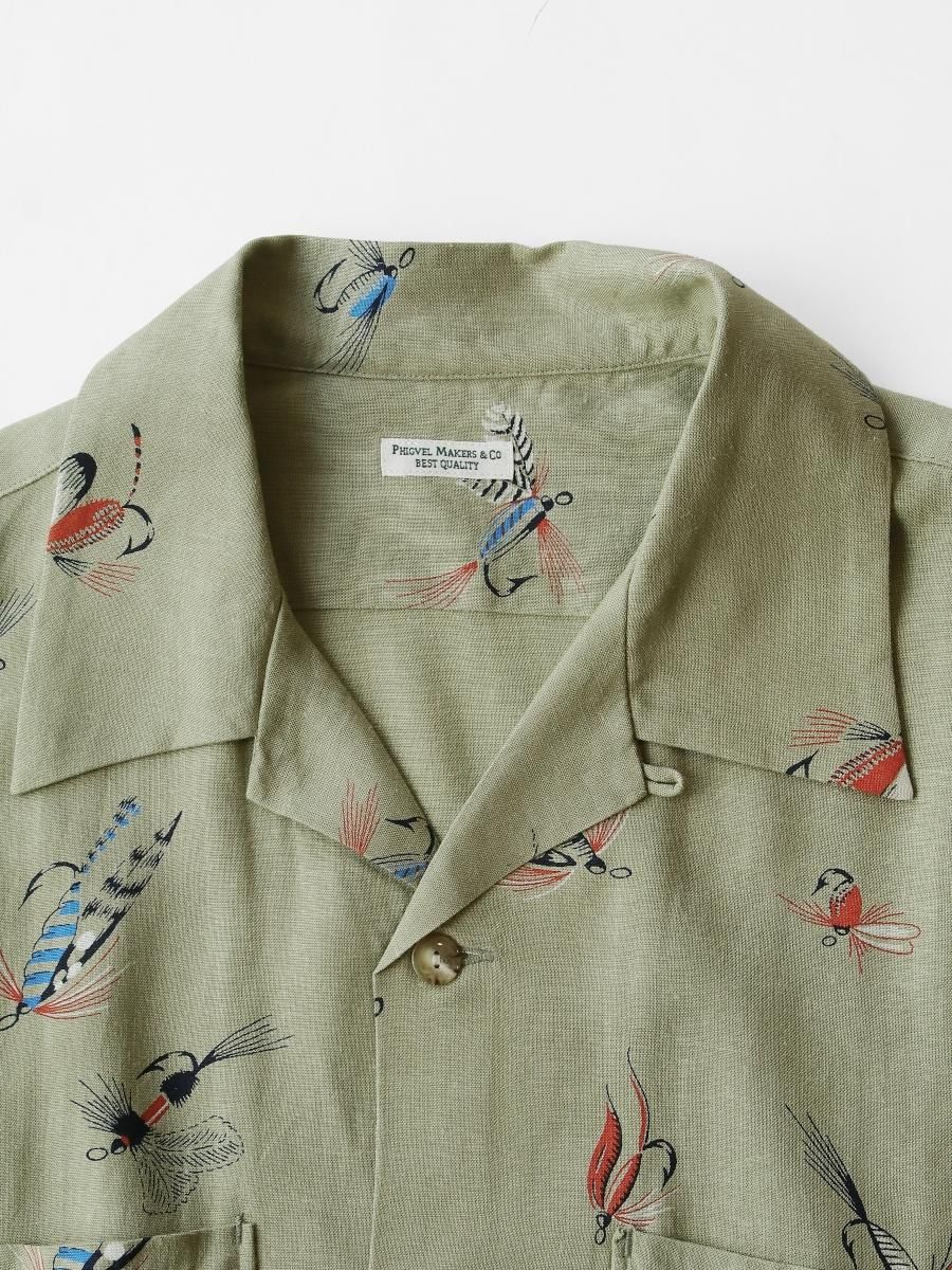 PHIGVEL - フィグベル / FLY PATTERN OPEN COLLAR SS SHIRT