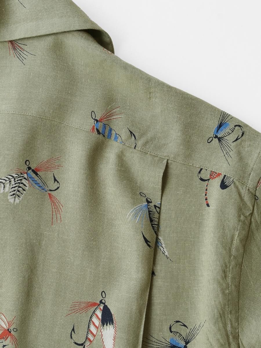 PHIGVEL - フィグベル / FLY PATTERN OPEN COLLAR SS SHIRT