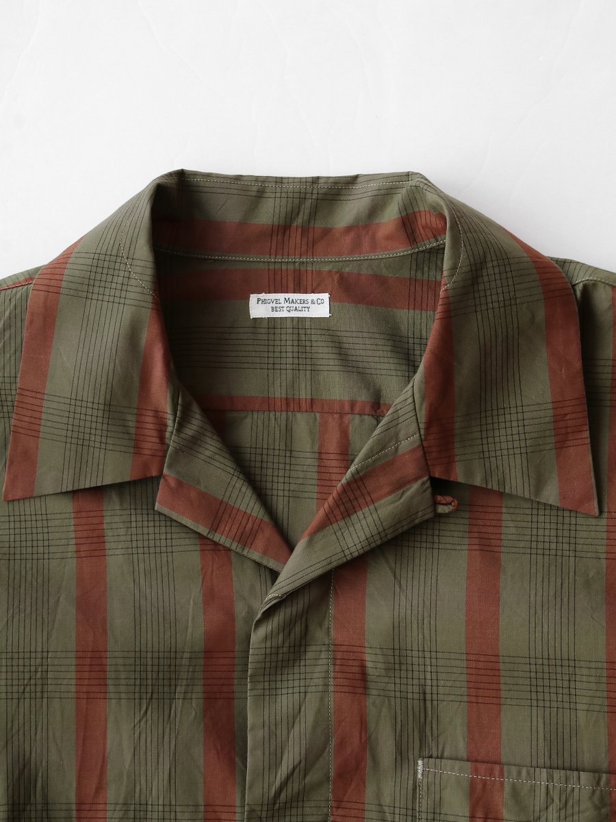 PHIGVEL - フィグベル / STRIPE CHECK OPEN COLLAR SS SHIRT