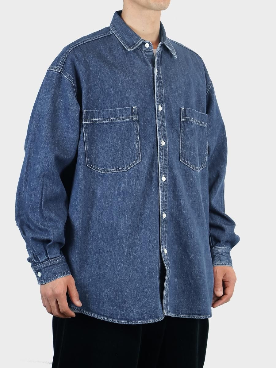 Graphpaper - グラフペーパー / DENIM REGULAR COLLAR SHIRT | NOTHING BUT