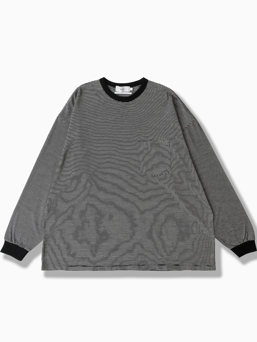 Graphpaper - グラフペーパー / WOOL BORDER L/S POCKET TEE | NOTHING BUT
