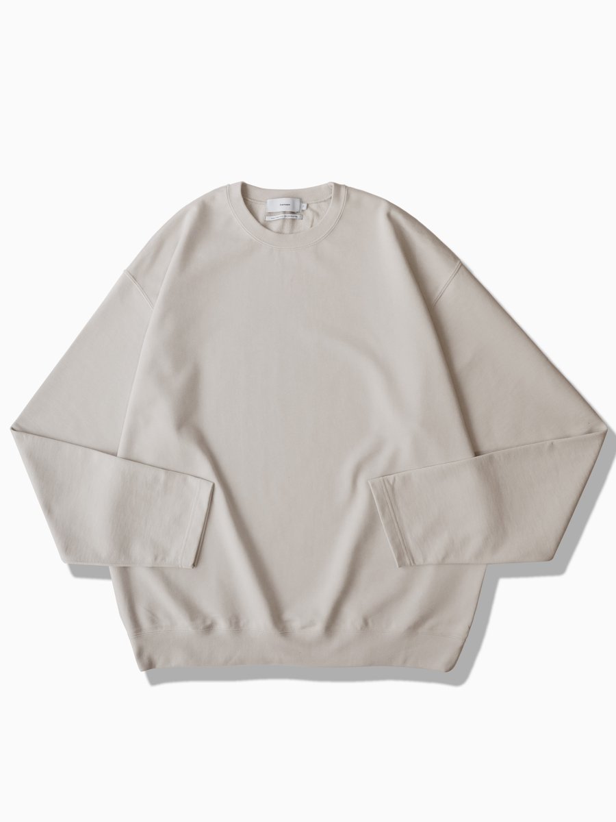 BRAND : Graphpaper<br>MODEL : COMPACT TERRY ROLL UP SLEEVE CREW NECK<br>COLOR : BONE