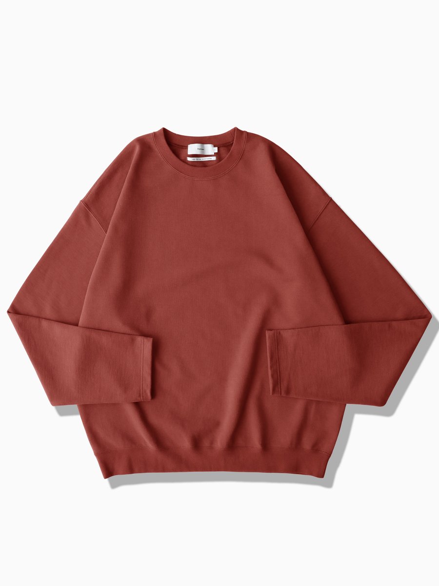 BRAND : Graphpaper<br>MODEL : COMPACT TERRY ROLL UP SLEEVE CREW NECK<br>COLOR : BRICK