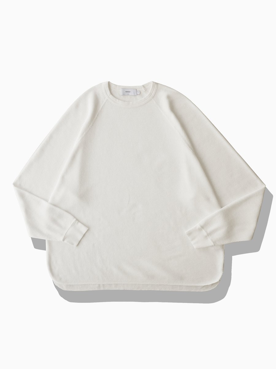 BRAND : Graphpaper<br>MODEL : WAFFLE L/S CREW NECK TEE<br>COLOR : WHITE