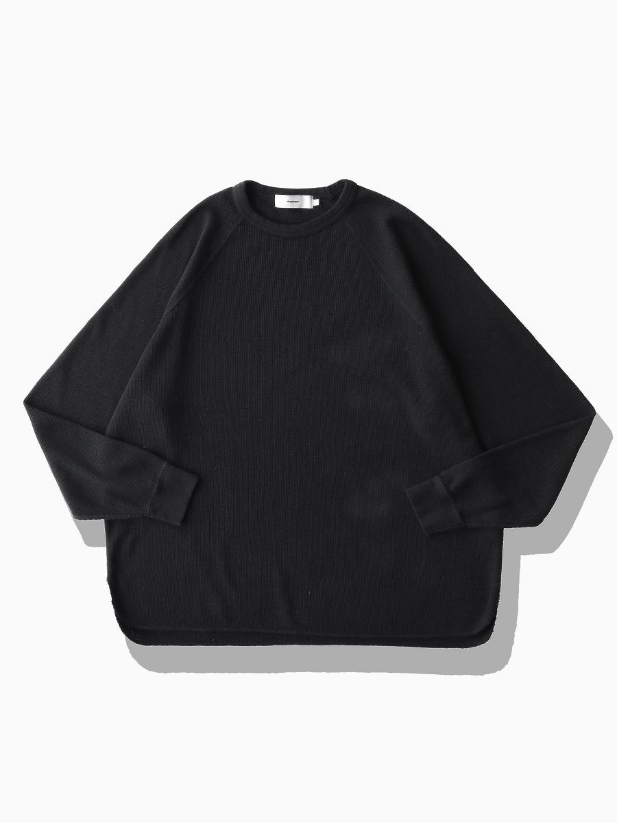 BRAND : Graphpaper<br>MODEL : WAFFLE L/S CREW NECK TEE<br>COLOR : BLACK