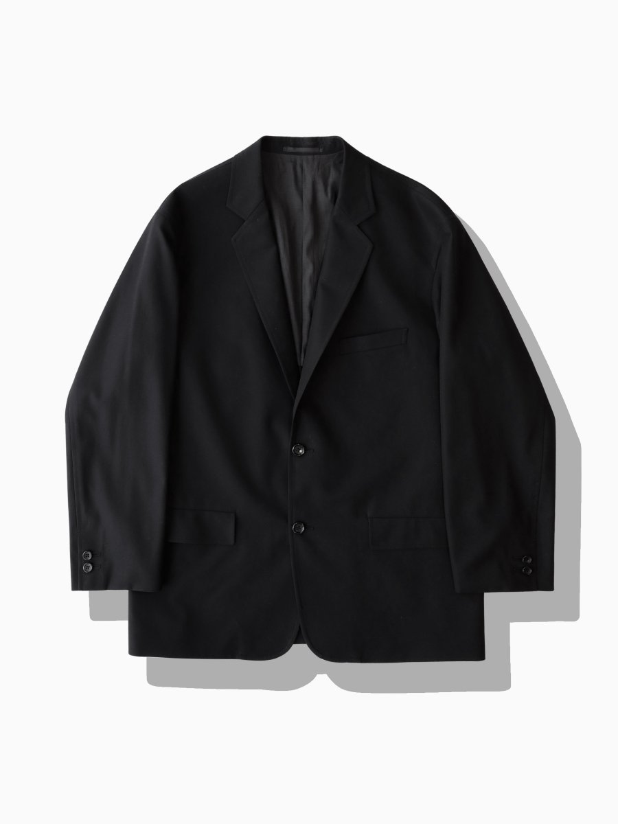 BRAND : Graphpaper<br>MODEL : WOOLY COTTON TWILL SINGLE JACKET<br>COLOR : BLACK