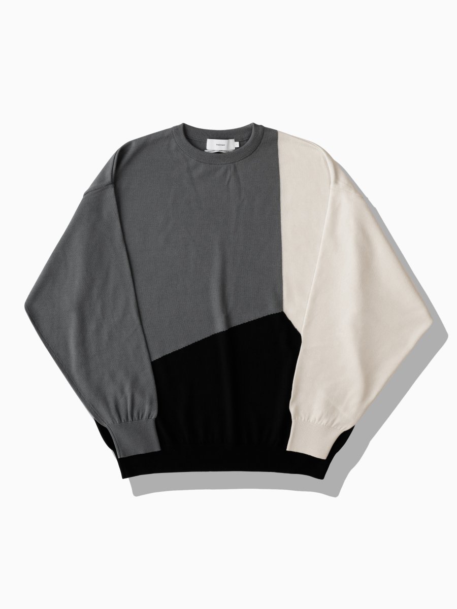 BRAND : Graphpaper<br>MODEL : FINE WOOL INTARSIA KNIT<br>COLOR : NEUTRAL