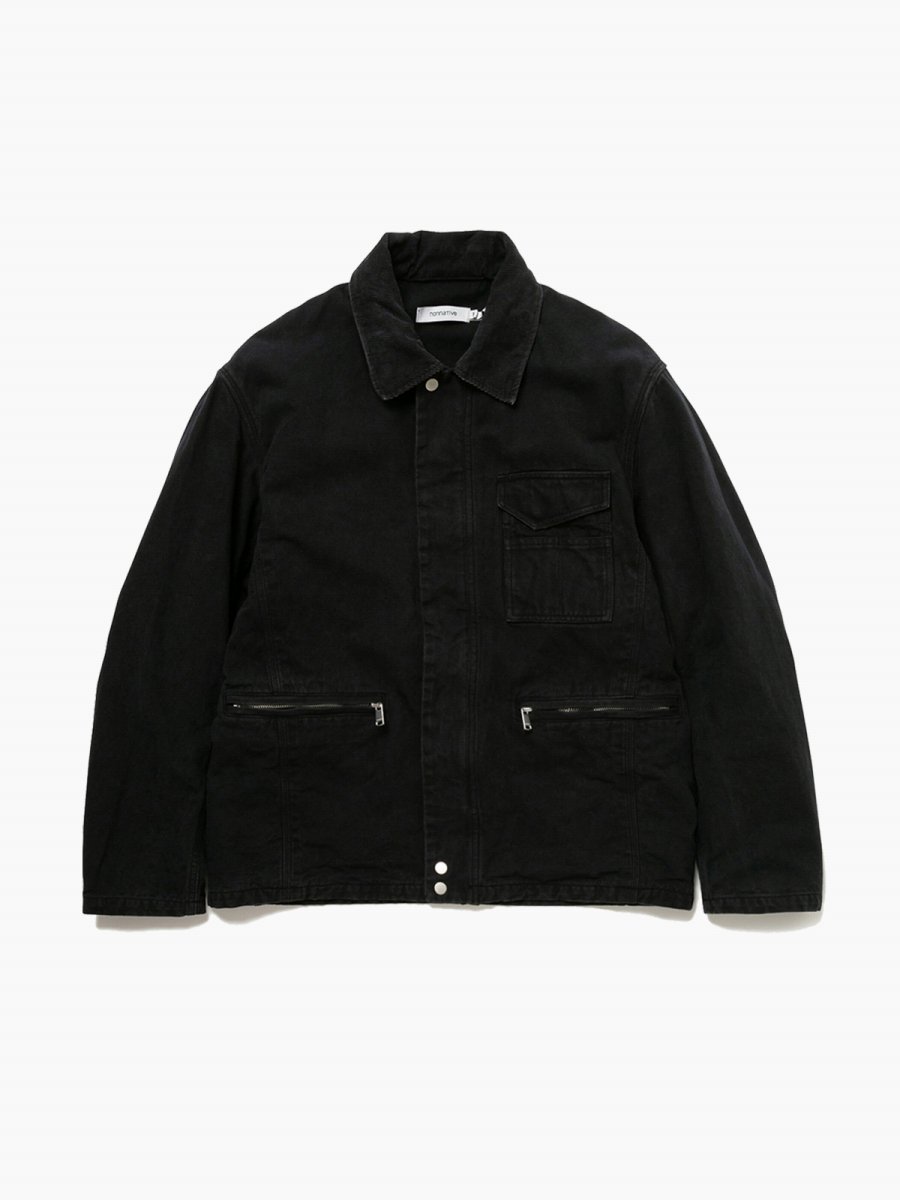 BRAND : NONNATIVE<br>MODEL : WORKER JACKET COTTON OXFORD SULFUR DYE COLOR : BLACK