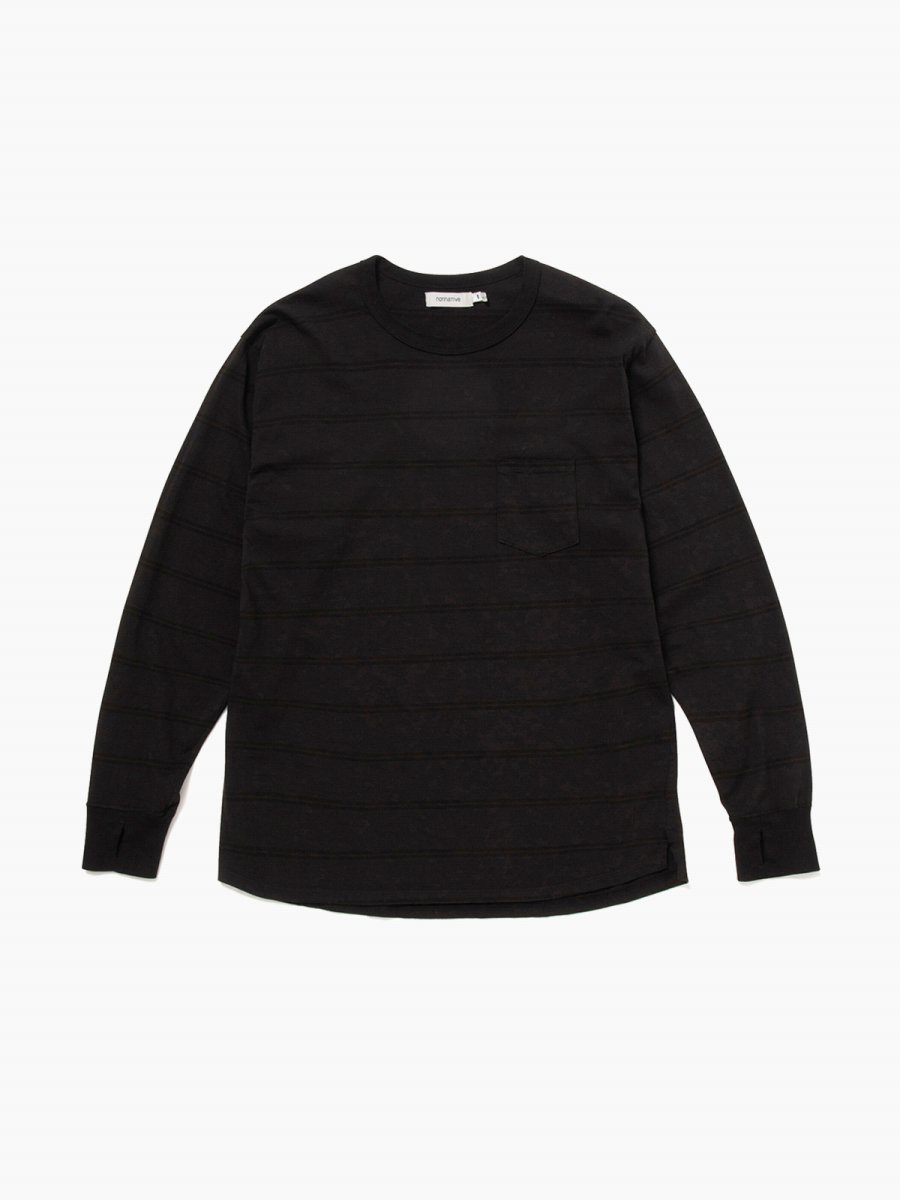 BRAND : NONNATIVE<br>MODEL : DWELLER L/S TEE COTTON JERSEY BORDER<br>COLOR : BLACK