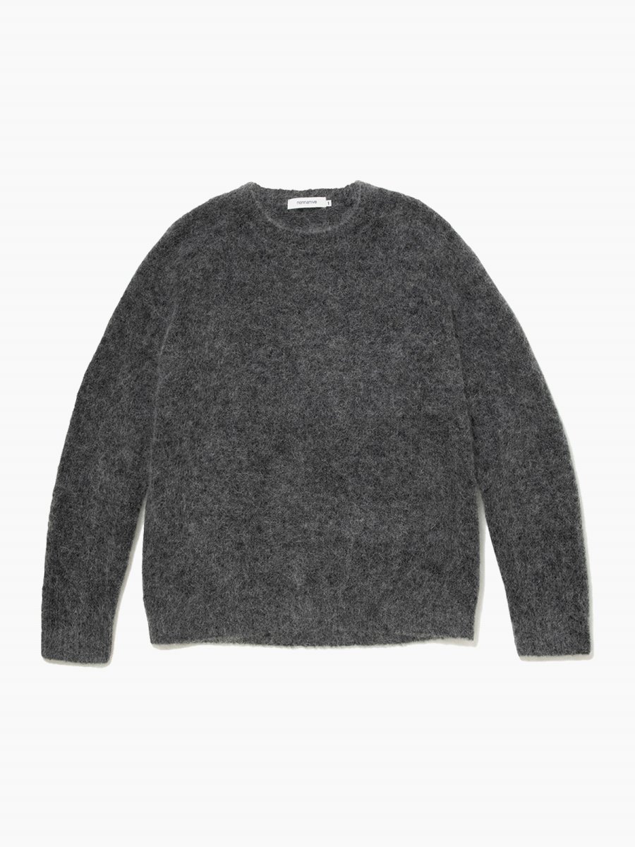 BRAND : NONNATIVE<br>MODEL : WORKER SWEATER KID MOHAIR/W/N/P YARN<br>COLOR : CHARCOAL