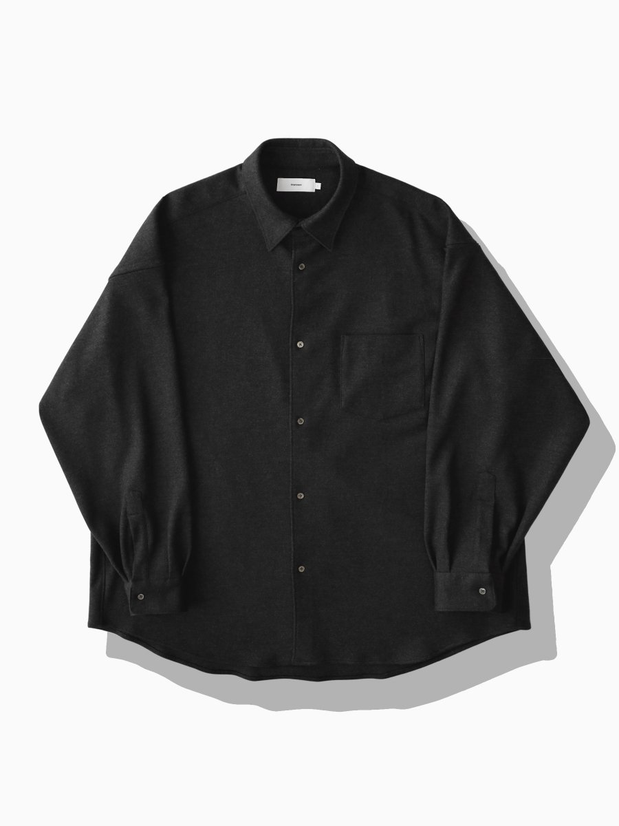 BRAND : Graphpaper<br>MODEL : WOOL SMOOTH FLANNEL OVERSIZED REGULAR COLAR SHIRT<br>COLOR : BLACK