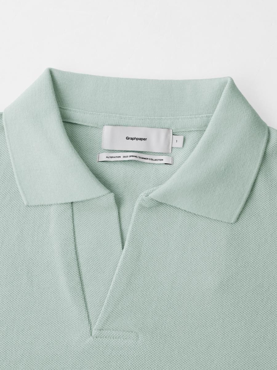 Graphpaper Cotton Pique Jersey L/S Skipper Polo Beige