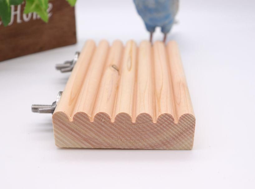 con-chan3〇波波ヒノキのステップ台（中） - とりまに☆鳥さん用品専門店