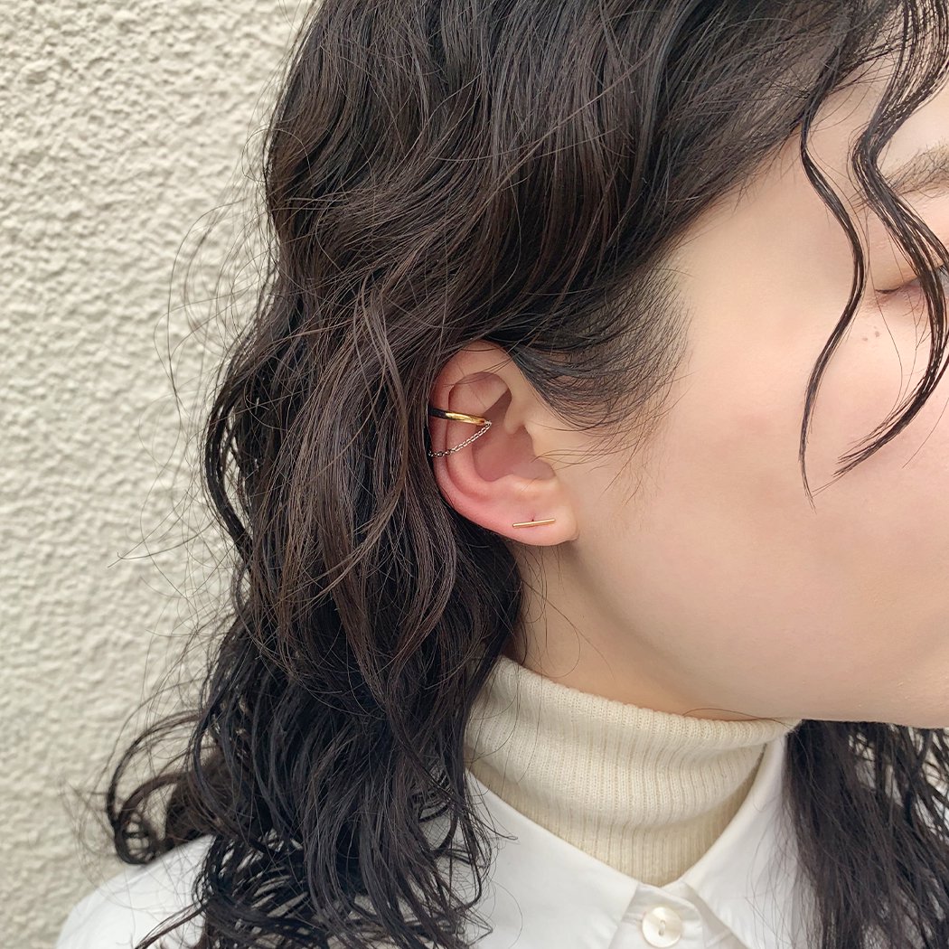 Lamie / silver K18 チェーン イヤーカフ (M) MIX / E402_Earcuff_S_MIX - Eight Hundred  Ships & Co.