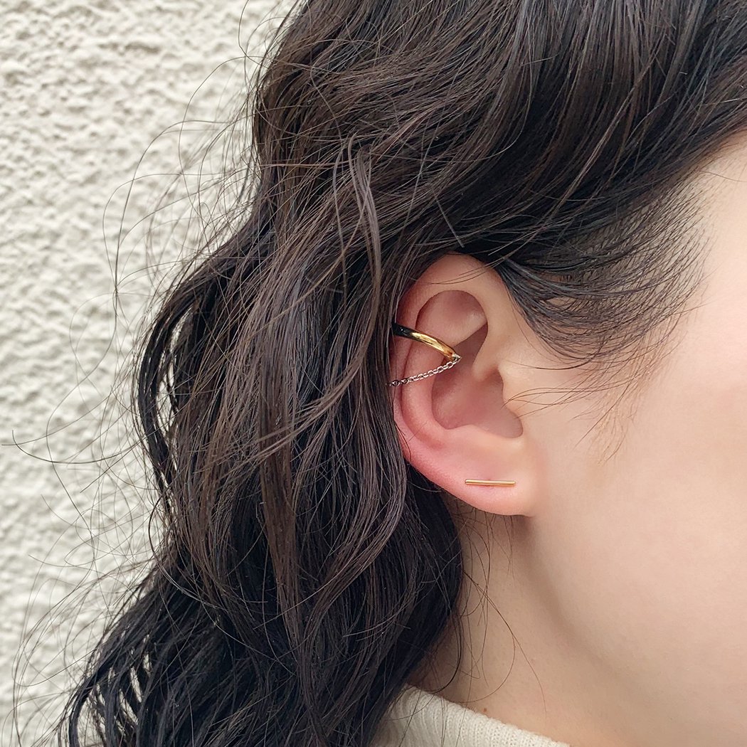 Lamie / silver K18 チェーン イヤーカフ (M) MIX / E402_Earcuff_S_MIX - Eight Hundred  Ships & Co.