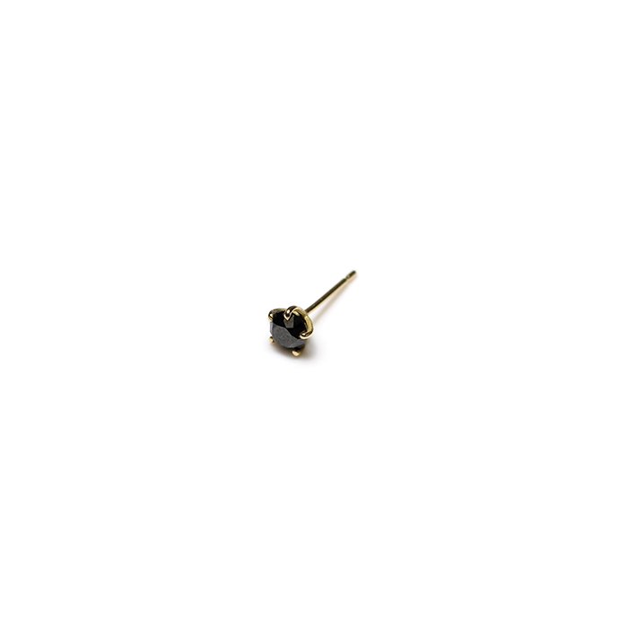 hirondelle et pepin（イロンデール エ ペパン）/ k18 hp-20fw-641 5つ爪ブラックダイヤ ピアス /  ゴールド(片耳タイプ)