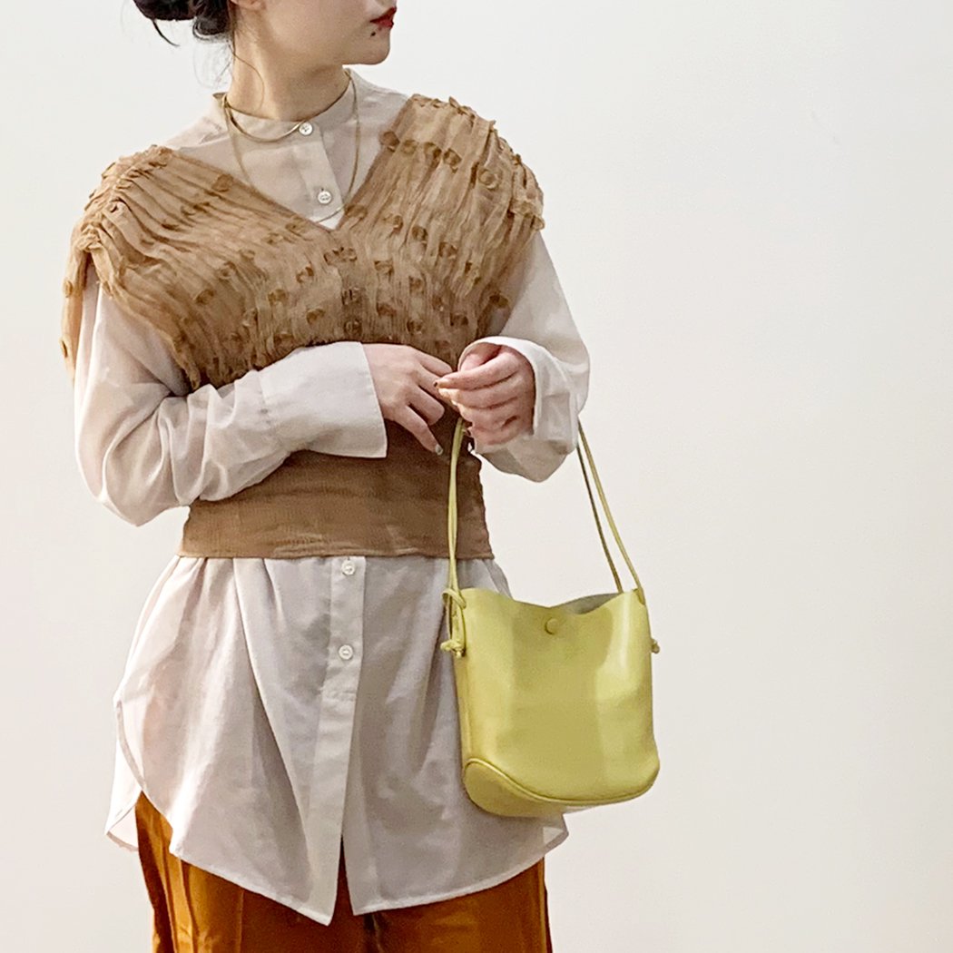 MARROW (マロウ) / MA-AC1103 / LEATHER MINI CRADLE ショルダーバッグ - LIME YELLOW