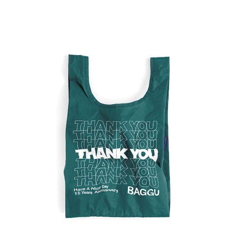  BAGGU (バグー) / BABY BAGGU エコバッグ - 15th thank you マラカイト × ホワイト (15周年記念モデル)