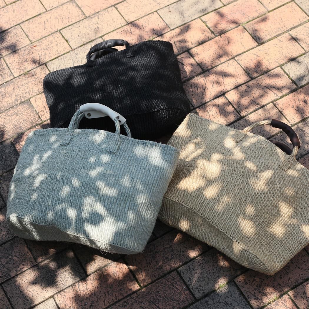 サイザル カゴバッグ 楕円L - ブラック かごバッグ