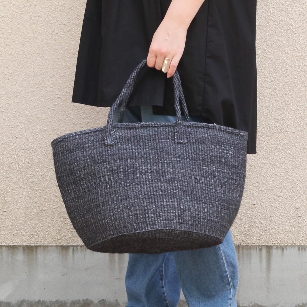 サイザル カゴバッグ 楕円L - グレー かごバッグ