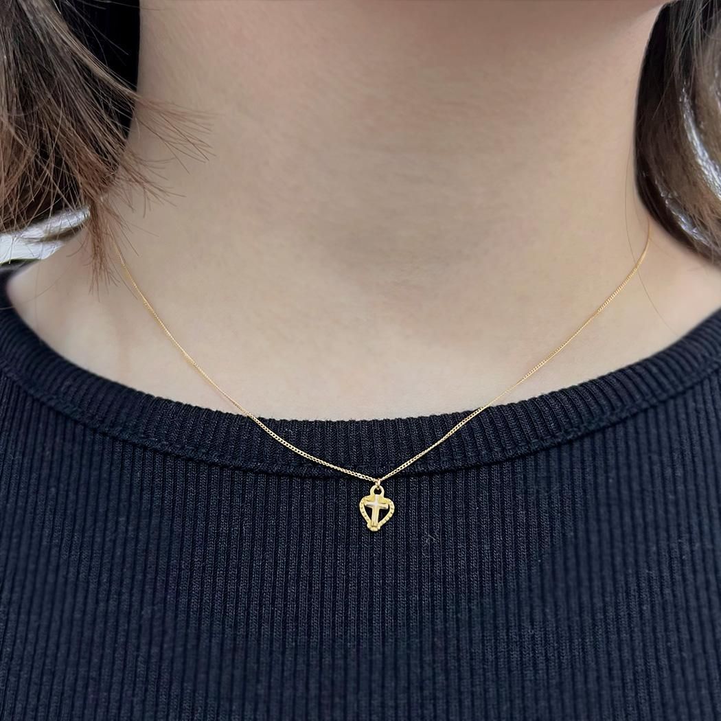 hirondelle et pepin 18k ゴールド クロスネックレス