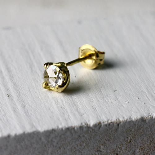 K18YG ローズカット ダイヤモンド ピアス 0.12ct