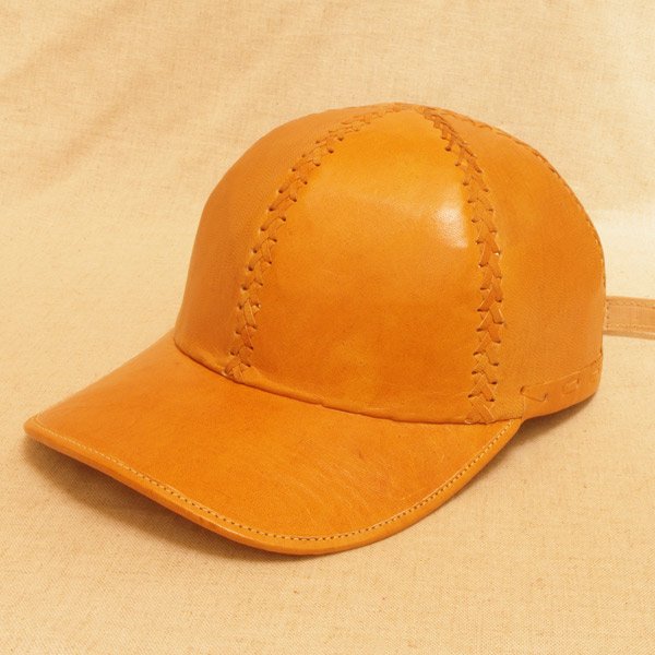 ハンドメイド レザー キャップ/ Handmade Leather Cap「ブラウン」