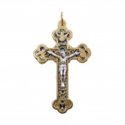 三位一体と天使と聖母の十字架 ブルーエナメル クロス ペンダント イタリア製 【在庫限り】