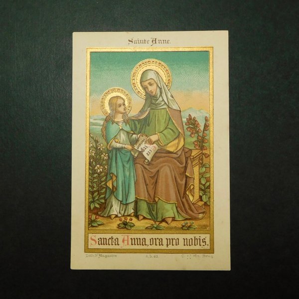 アンティーク ホーリーカード 聖アンナ 幼きマリア - キリスト教聖品