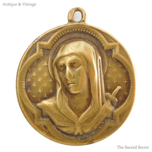悲しみの聖母マリア アンティーク メダイ - キリスト教聖品