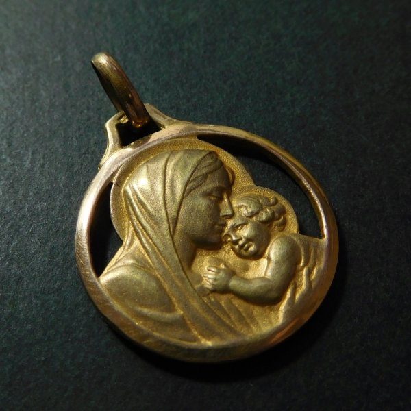聖母子 ルルドの聖母 ヴィンテージ メダイ - キリスト教聖品 
