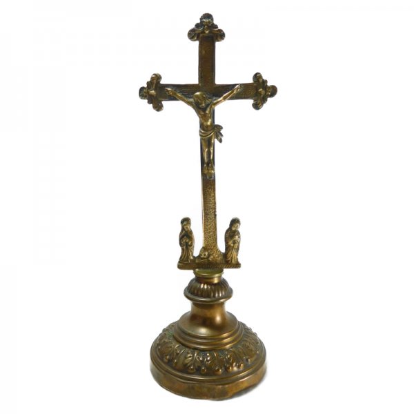 アンティーク キリスト磔刑 十字架 クロス 卓上 置物 - キリスト教聖品 