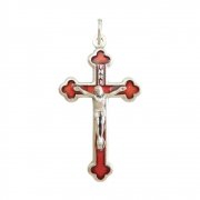 キリスト磔刑 クロス レッドエナメル 十字架 ペンダント イタリア製