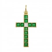 クロス グリーンエナメル ゴールド 十字架 ペンダント イタリア製