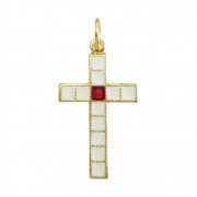 クロス ホワイトエナメル ゴールド 十字架 ペンダント イタリア製