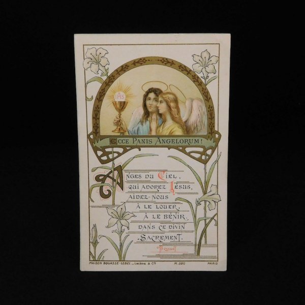 アンティーク ホーリーカード 天使と聖杯と百合 - キリスト教聖品