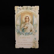 アンティーク ホーリーカード  聖母マリアと百合の花