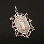 ルルドの聖母 百合の紋章 透かし細工 アンティーク シルバー メダイ ペンダント