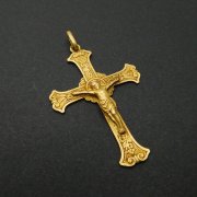 アンティーク  キリスト磔刑 十字架 葡萄と麦装飾　ゴールドメッキ