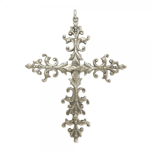 マザーオブパール 十字架 ペンダントトップ 銀製 フランスアンティーク