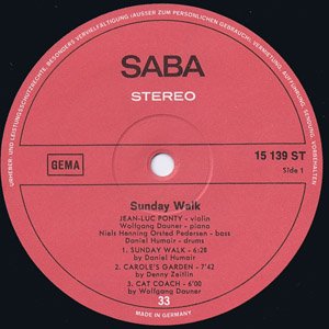 JEAN-LUC PONTY / SUNDAY WALK - Online Record Shop - Domicile Records