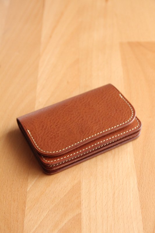 ジャバラコンパクト財布(キャメル)　ミネルバボックス　アンティークミシン縫い