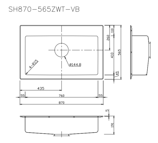 サンライフ ～ＳｕｎＬｉｆｅ～ トヨウラ製 オーバーシンク SH870-565ZWT-VB FIT排水 排水具込み