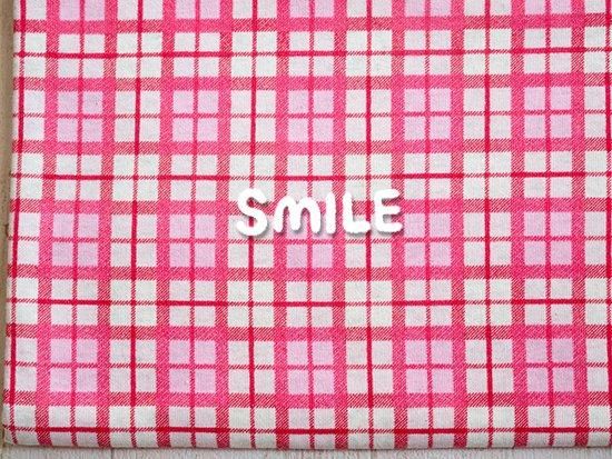 オーガニックtopリバー天竺 チェック ピンク レッド ニット生地の通販 Smile