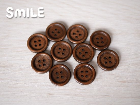 [ボタン](SALE)ウッドボタン/ブラウン/18mm - ニット生地の通販 SMILE