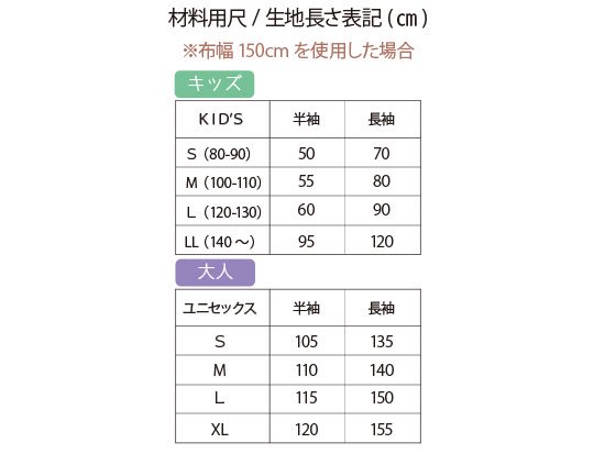 大人サイズカットソー 生地どのくらい必要 セール