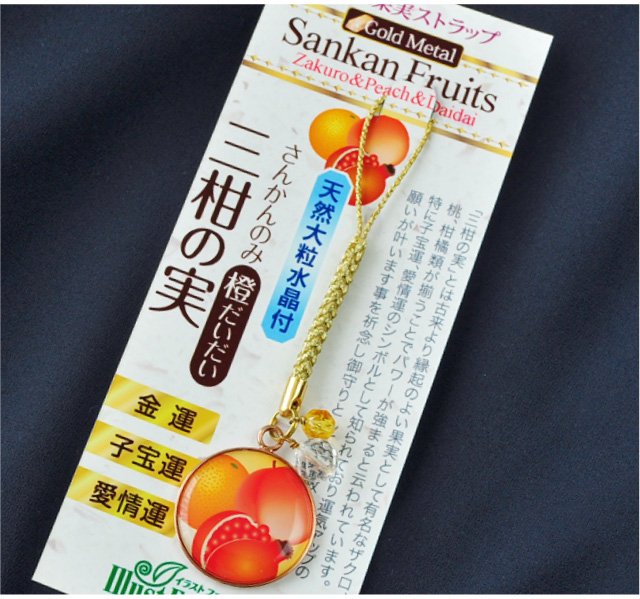 風水果実ストッラプ 三柑の実（橙） 台紙イメージ