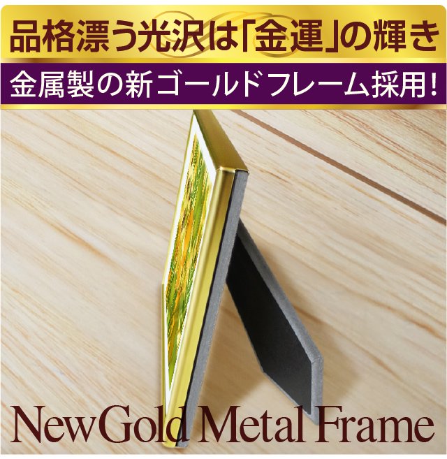 金属製ゴールドフレームを採用、美しい光沢は「金運」の輝き!Gold Steel Frame